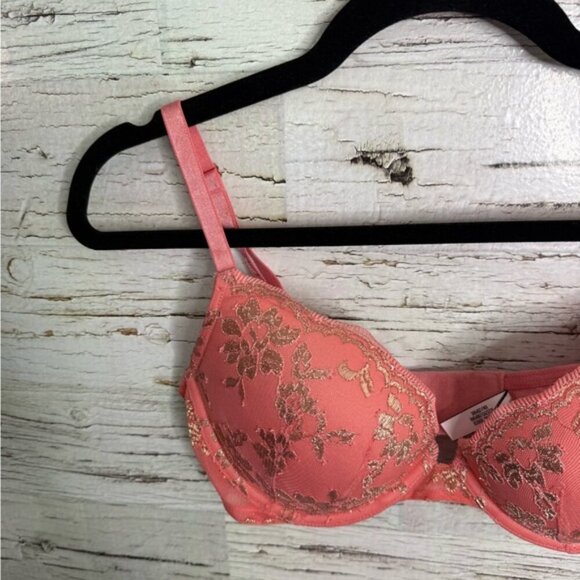 Victoria’s Secret Dream Angels gold pink bra size 34D - Picture 2 of 6